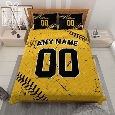 Custom Quilt Sets Pittsburgh Jersey Personalized Baseball Premium Quilt Bedding for Men Women